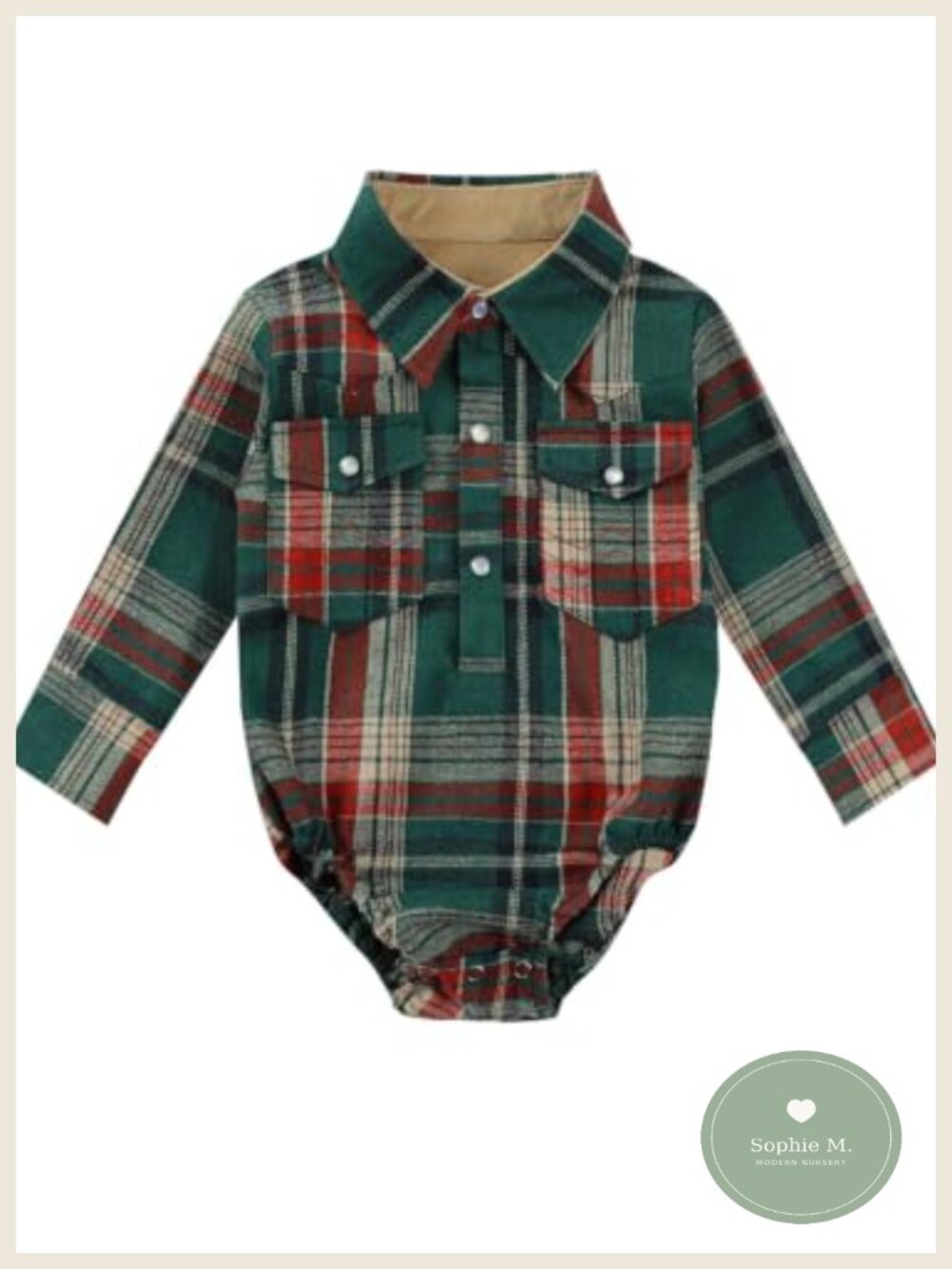 Baby Boys Western Flannel Plaid Bodysuit Cowboy Snap Jumpsuit 0-18M